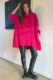 Suki Pleat Back Blouse Hot Pink /6=